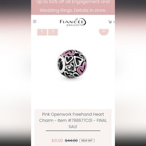 Retired Pandora Openwork Freehand Heart Enamel Charm